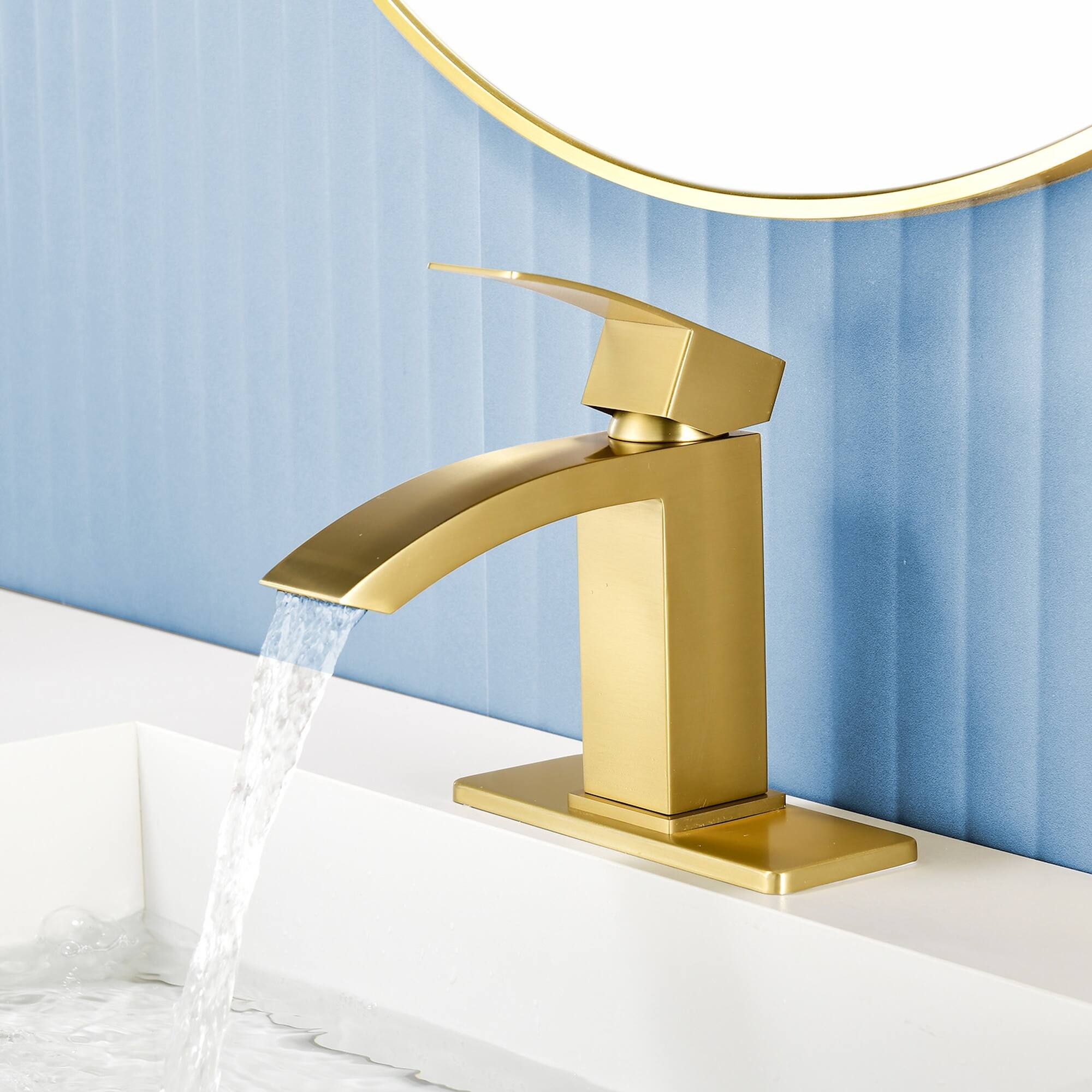 Alt View 2. Boyel Living - Brushed Gold Waterfall Bathroom Faucet SUS304 Stainless Steel - Brushed Gold.