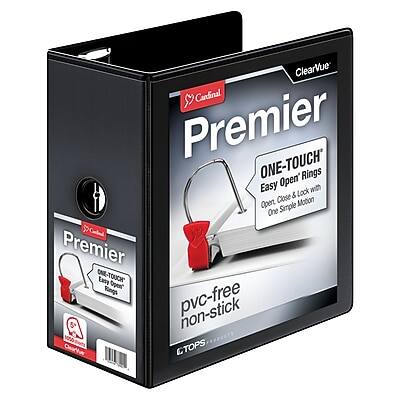 ClearVue Carinal Premier ONE-TOUCH Rings  
Easy Open with & Lock Open Close Motion  
One Simple Motion  
pvc-free non-stick  
CTOPS