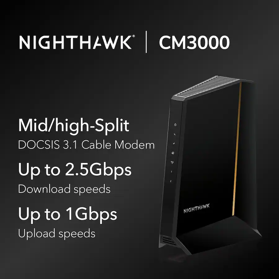 NETGEAR Nighthawk Mid/High Split DOCSIS 3.1 Cable Modem Black CM3000 ...