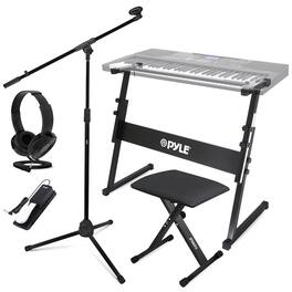 Pyle - Heavy-Duty Electric Keyboard Accessories, E Piano Equipment Pack Includes Height Adjustable Z Shape Keyboard Stand - Black