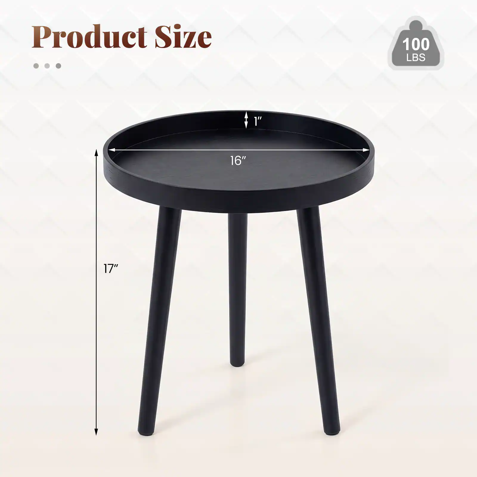 Product Size: 100 LBS, 1" thick, 16" diameter, 17" height