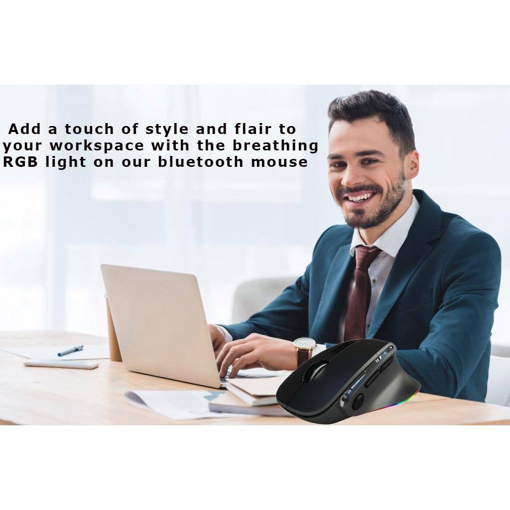 Add a touch of style and flair to your workspace with the breathing RGB light on our Bluetooth mouse.