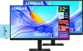 Samsung - 27" ViewFinity S8 (S80UD) 4K UHD IPS Monitor with HDR10, Displayport & DKZ Hub, (LS27D802UANXGO) 2 Pack - Black