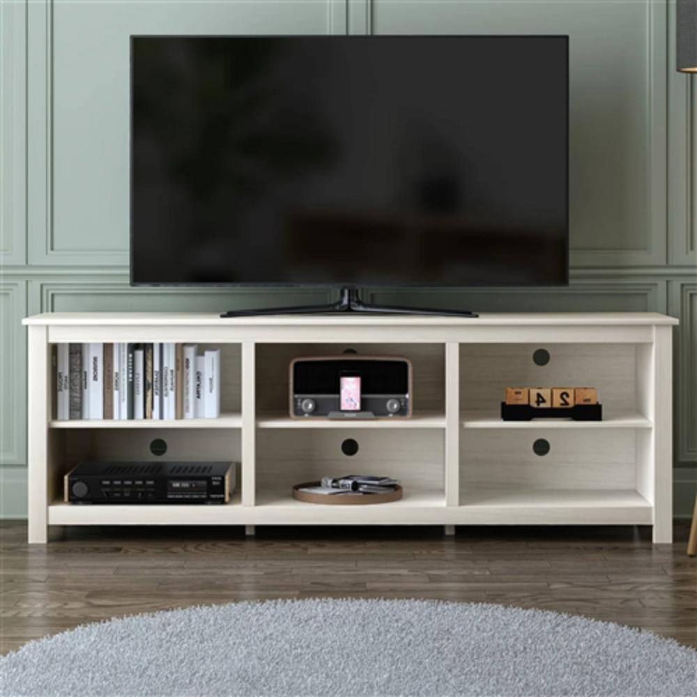 Angle. Hivvago - Farmhouse TV Stand in White Wood Grain Finish - for TVs up to 70-inch - White.