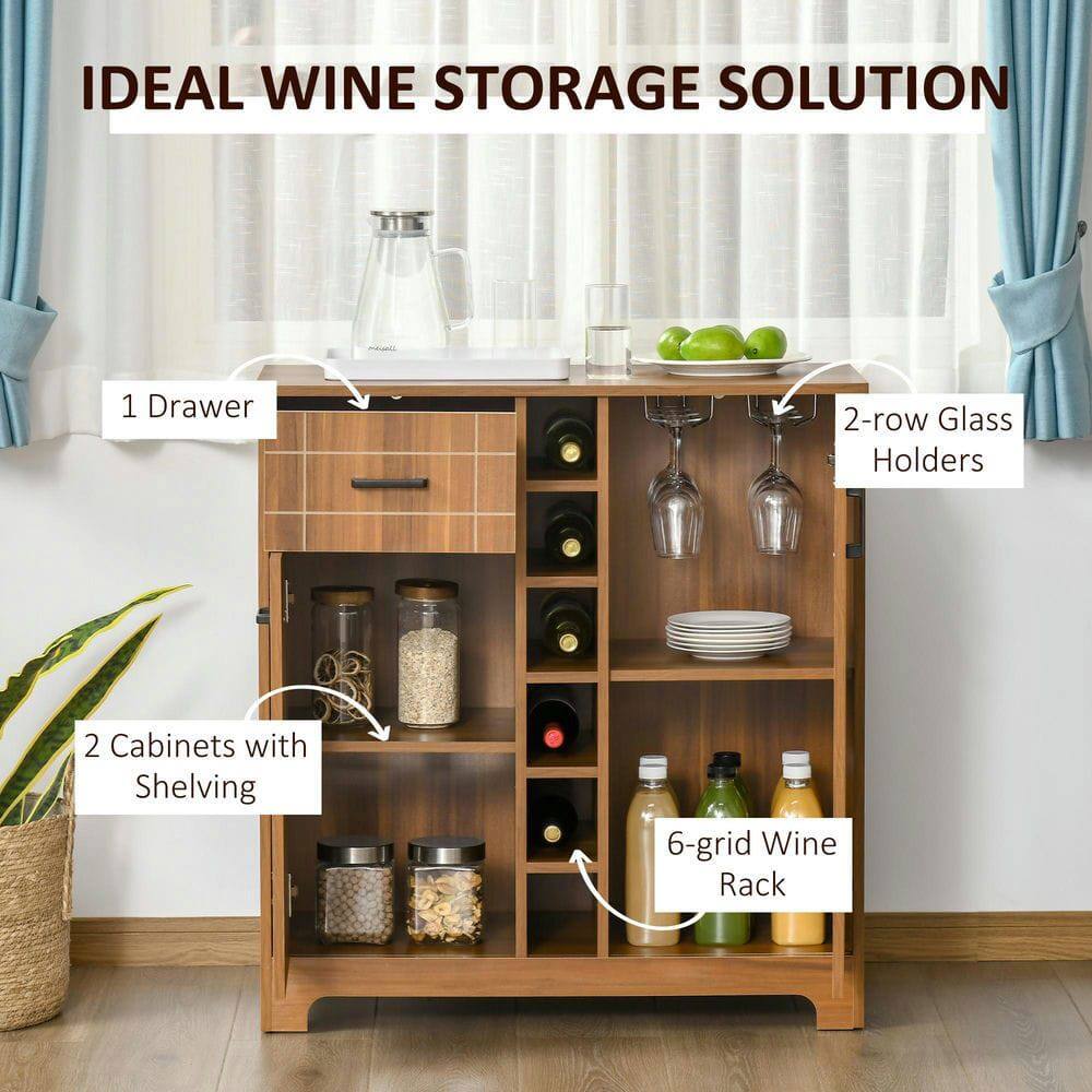 IDEAL WINE STORAGE SOLUTION

1 Drawer

2-row Glass Holders

2 Cabinets with Shelving

6-grid Wine Rack