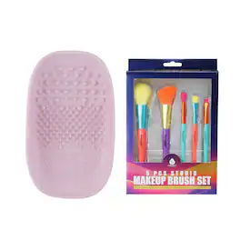 Pursonic - Studio Makeup Brush Set (5-Piece) & Silicone Beauty Brush Cleaning Tool
