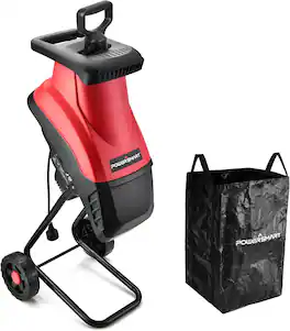POWERSMART - 15-Amp Electric Wood Chipper, 4200 RPM Garden Shredder with 1.75" Branch Capacity, for Branches & Home Landscaping - Red