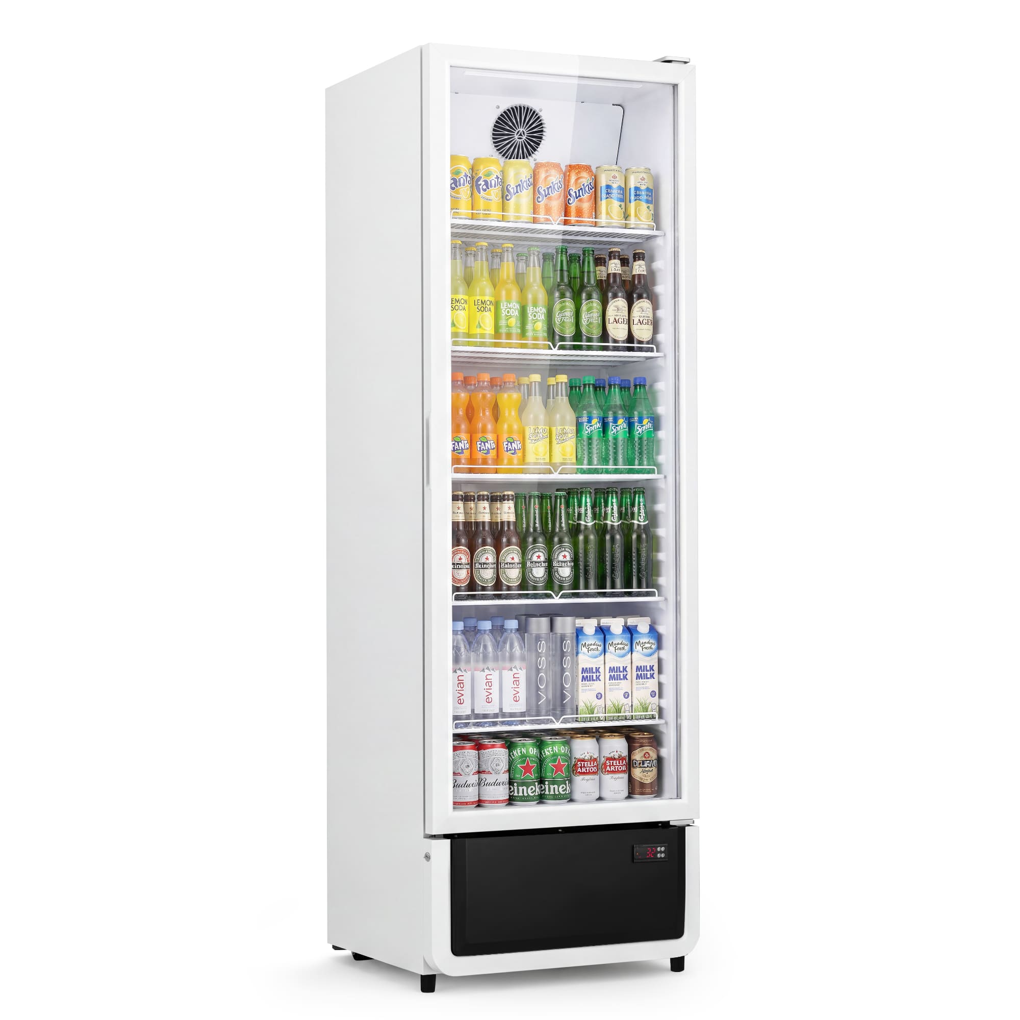 Yeego - Commercial Merchandiser Refrigerator, 13.31 cu. ft. Single Glass Door Cooler, Adjustable Shelves, LED Light - White