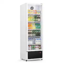 Yeego - Commercial Merchandiser Refrigerator, 13.31 cu. ft. Single Glass Door Cooler, Adjustable Shelves, LED Light - White