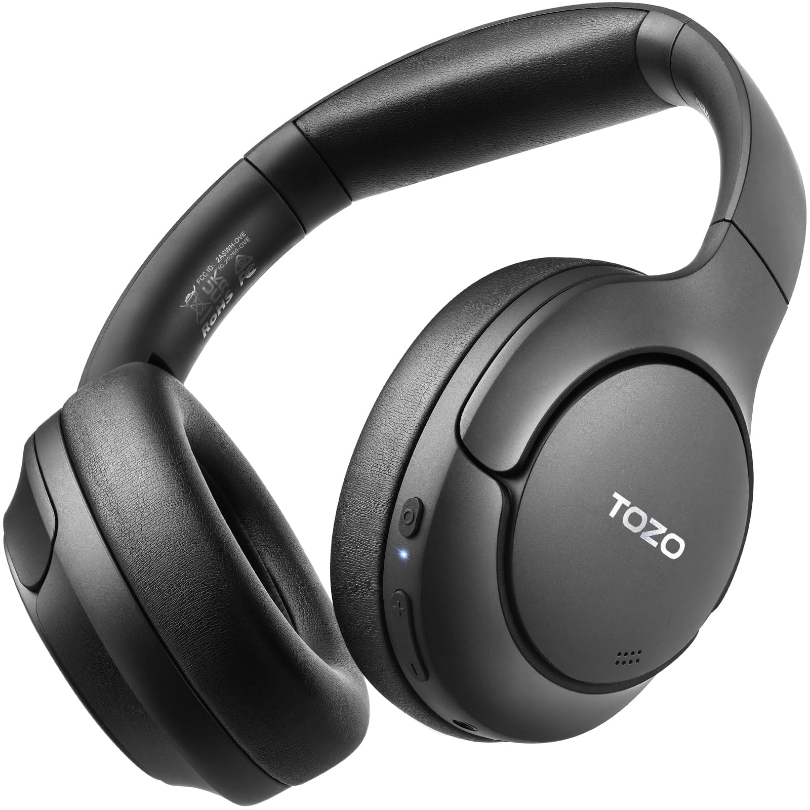 TOZO - HT2 Hybrid Active Noise Cancelling Headphones, Over Ear, 60H Playtime, Hi-Res Audio, Custom EQ, Deep Bass - Black
