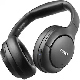 TOZO - HT2 Wire/Wireless Hybrid ANC ENC Over Ear Bluetooth Headphone, 60H, Hi-Res, APP 32EQ, Foldable Comfort Earcup, AUX 3.5mm - Black