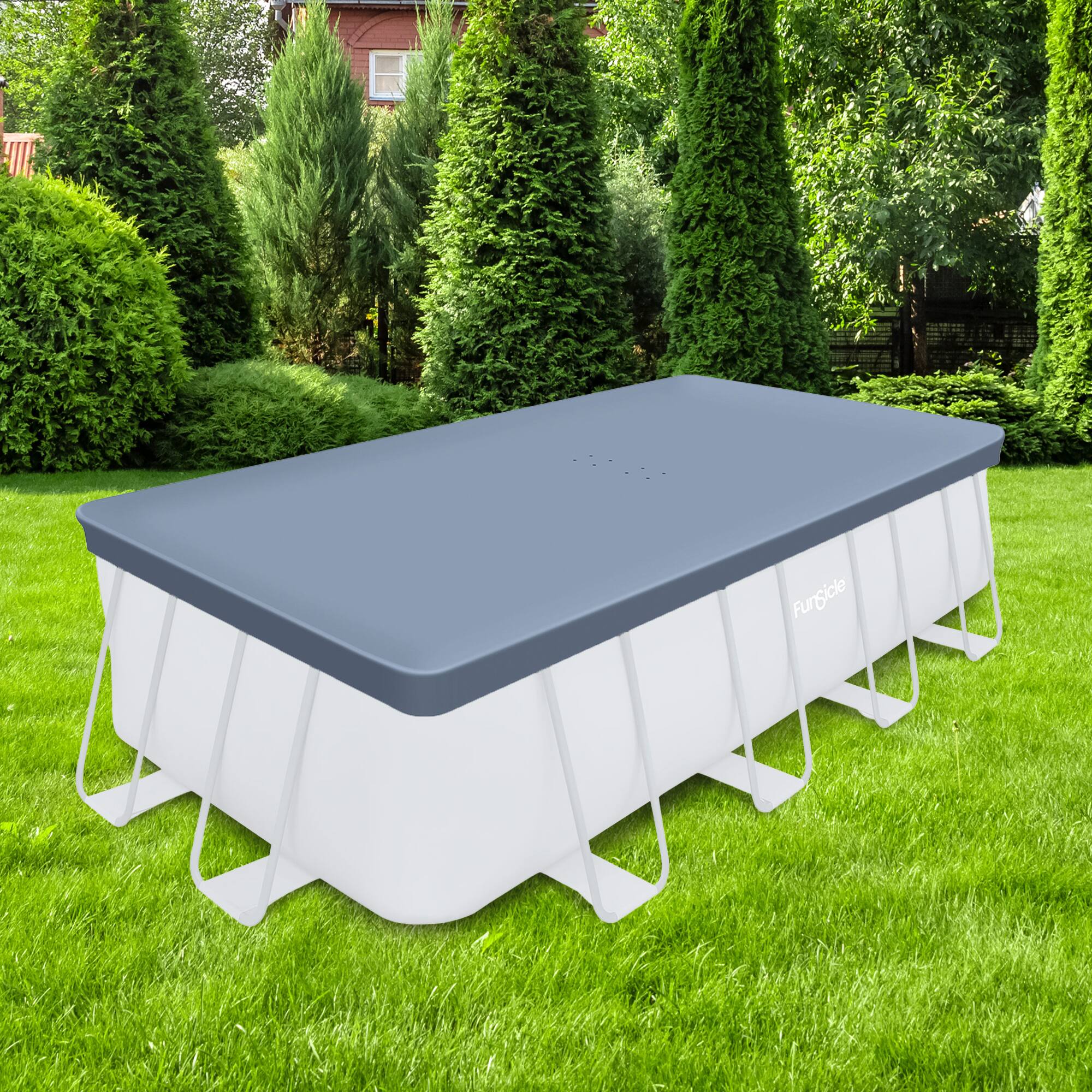 Alt View 1. Funsicle - Funsicle 18’ Durable Rectangular Pool Cover for Oasis and Activity Pools, Gray.