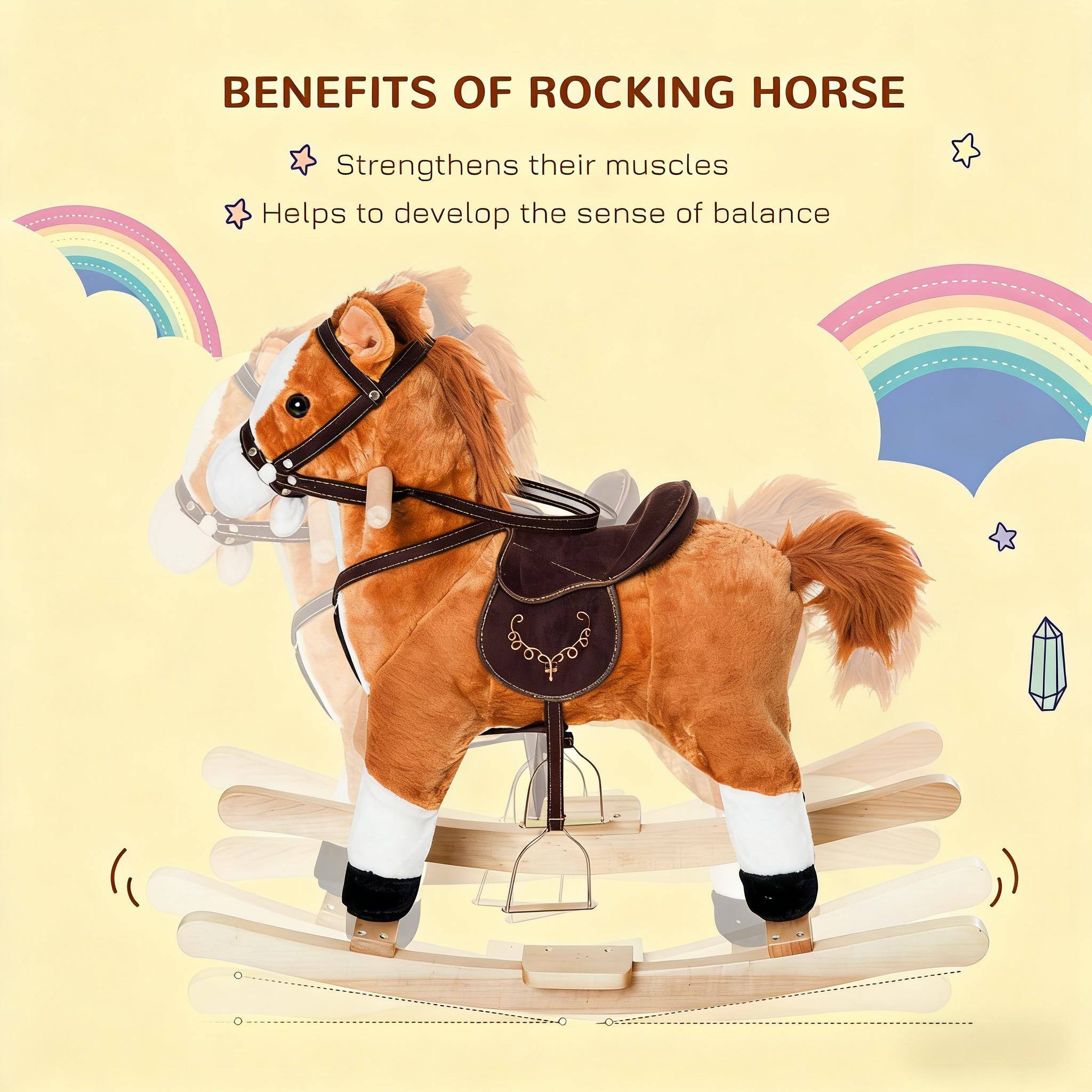 BENEFITS OF ROCKING HORSE

- Strengthens their muscles
- Helps to develop the sense of balance