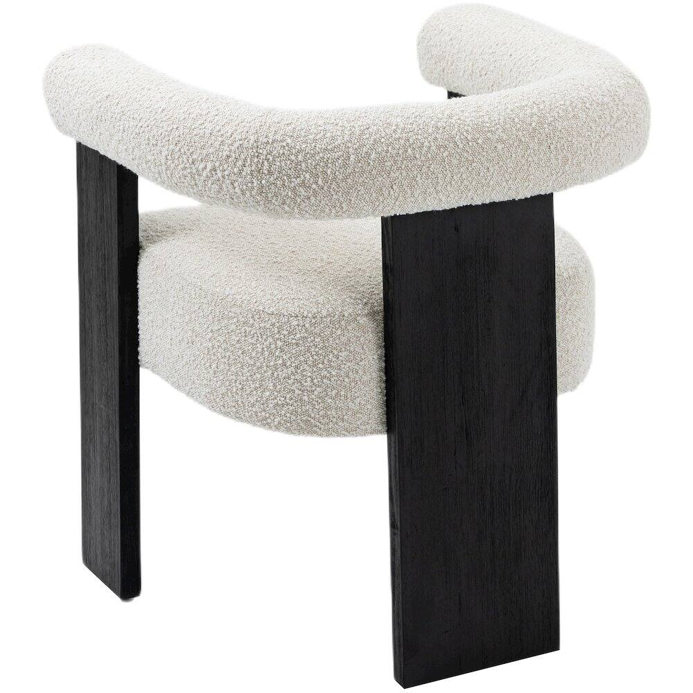 Alt View 2. Meridian Furniture - Barrel Cream Boucle Fabric Dining Chair - Beige.