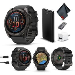 Garmin - fenix 8 51mm AMOLED Sapphire Carbon Gray DLC Titanium with Black Gray Silicone - Black - (2024)