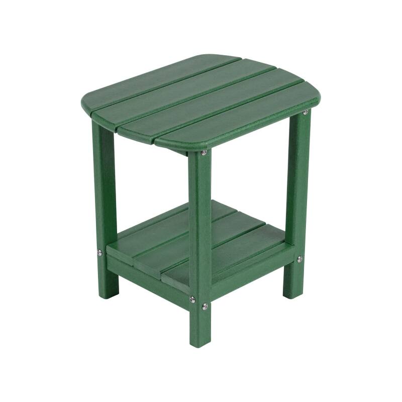Front. Lent Glitter Wood - PLASTIC DOUBLE TIER OUTDOOR SIDE TABLE - Green.
