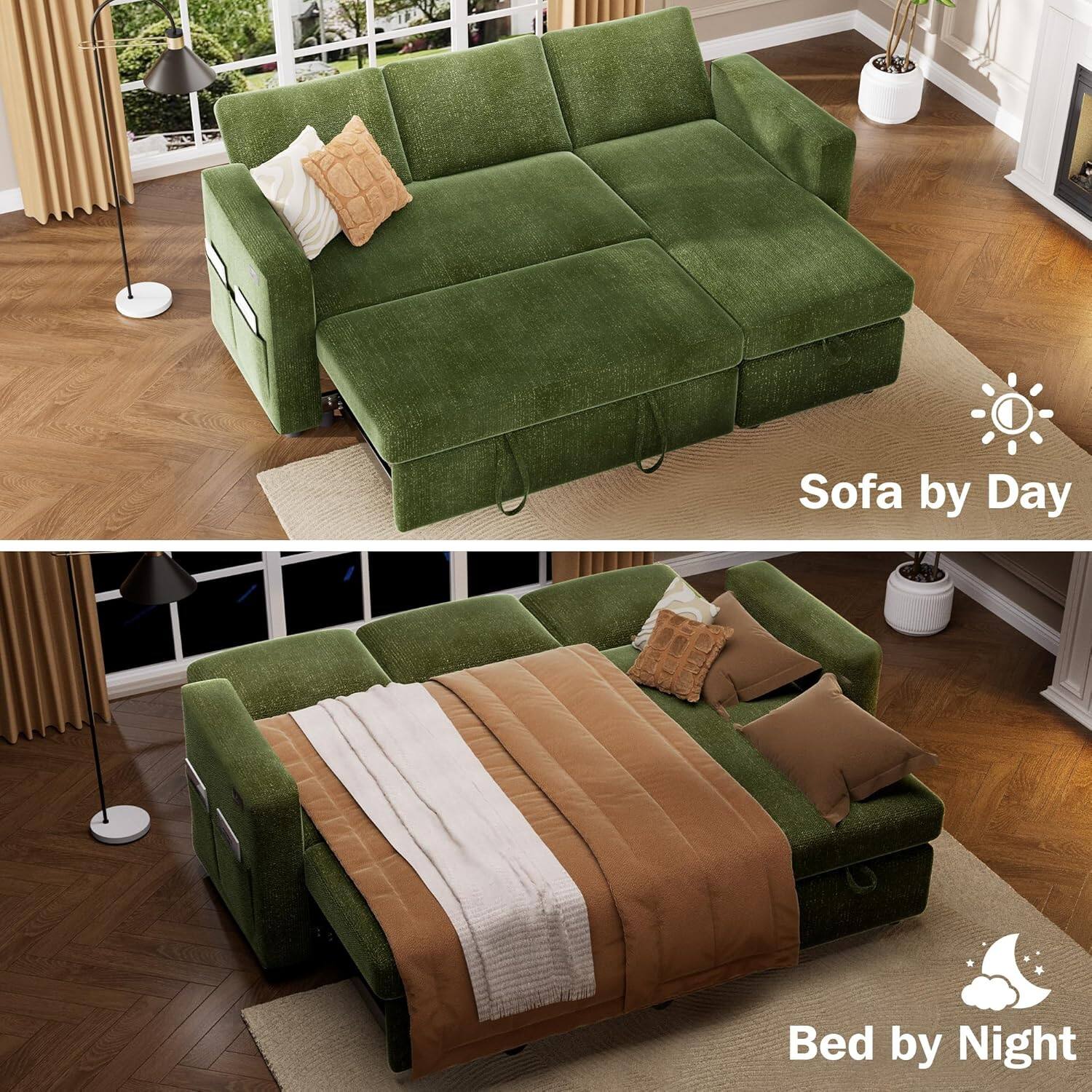 Sofa by Day  
Bed by Night