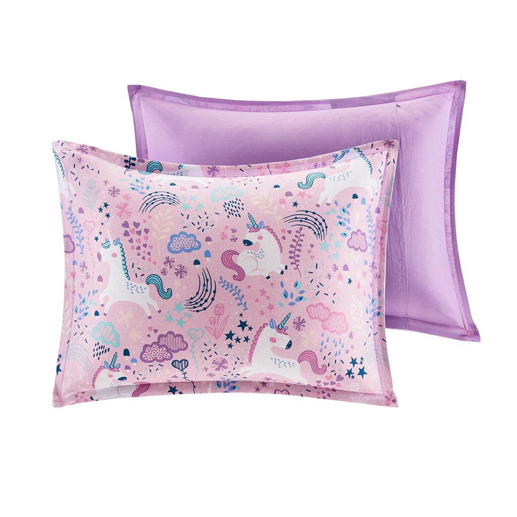 Alt View 4. Gracie Mills - Gracie Mills Glenda Magic Unicorn Cotton Duvet Cover Set - Pink.