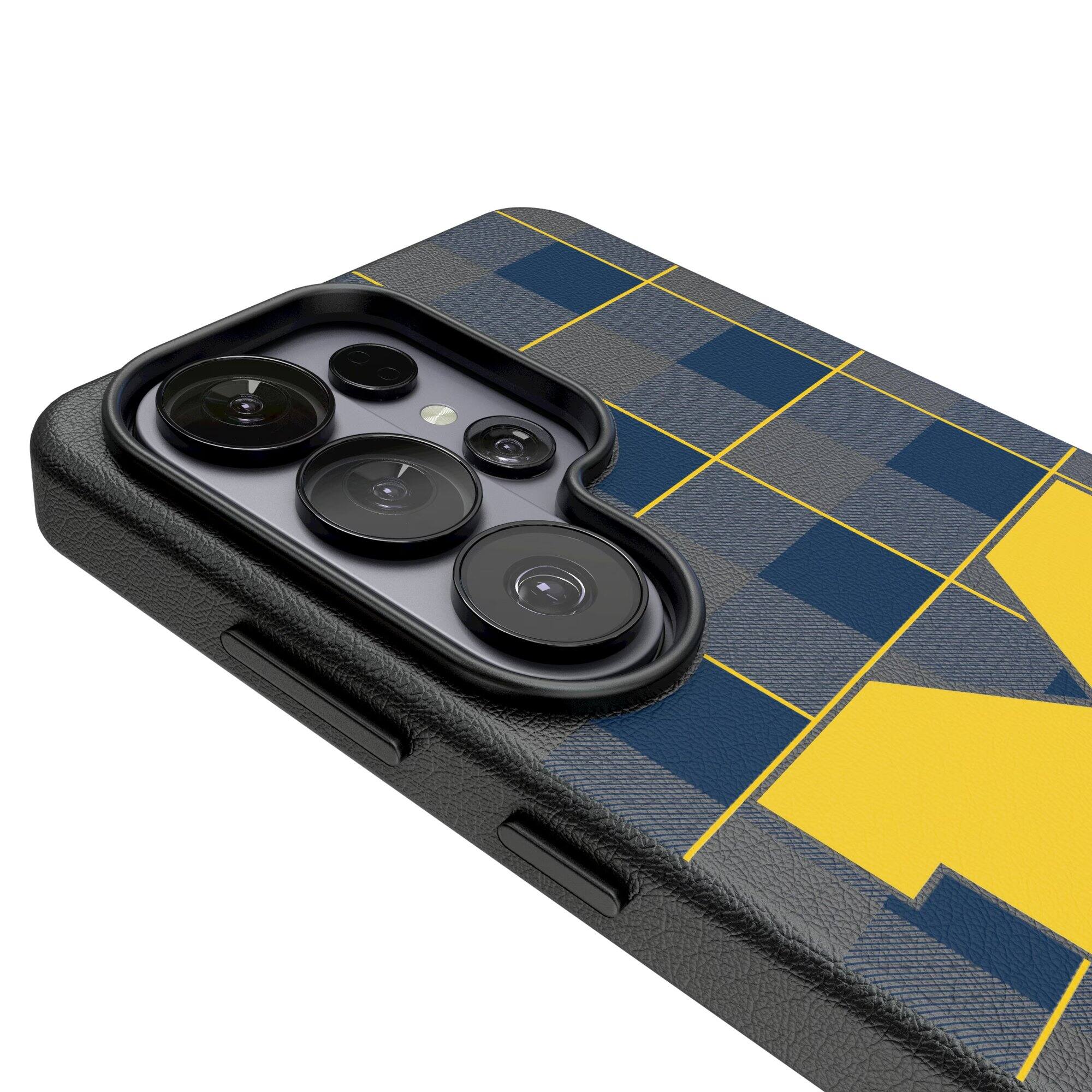 Alt View 2. Keyscaper - Michigan Wolverines Plaid Galaxy Magnetic Bump Case - S24 - Black.