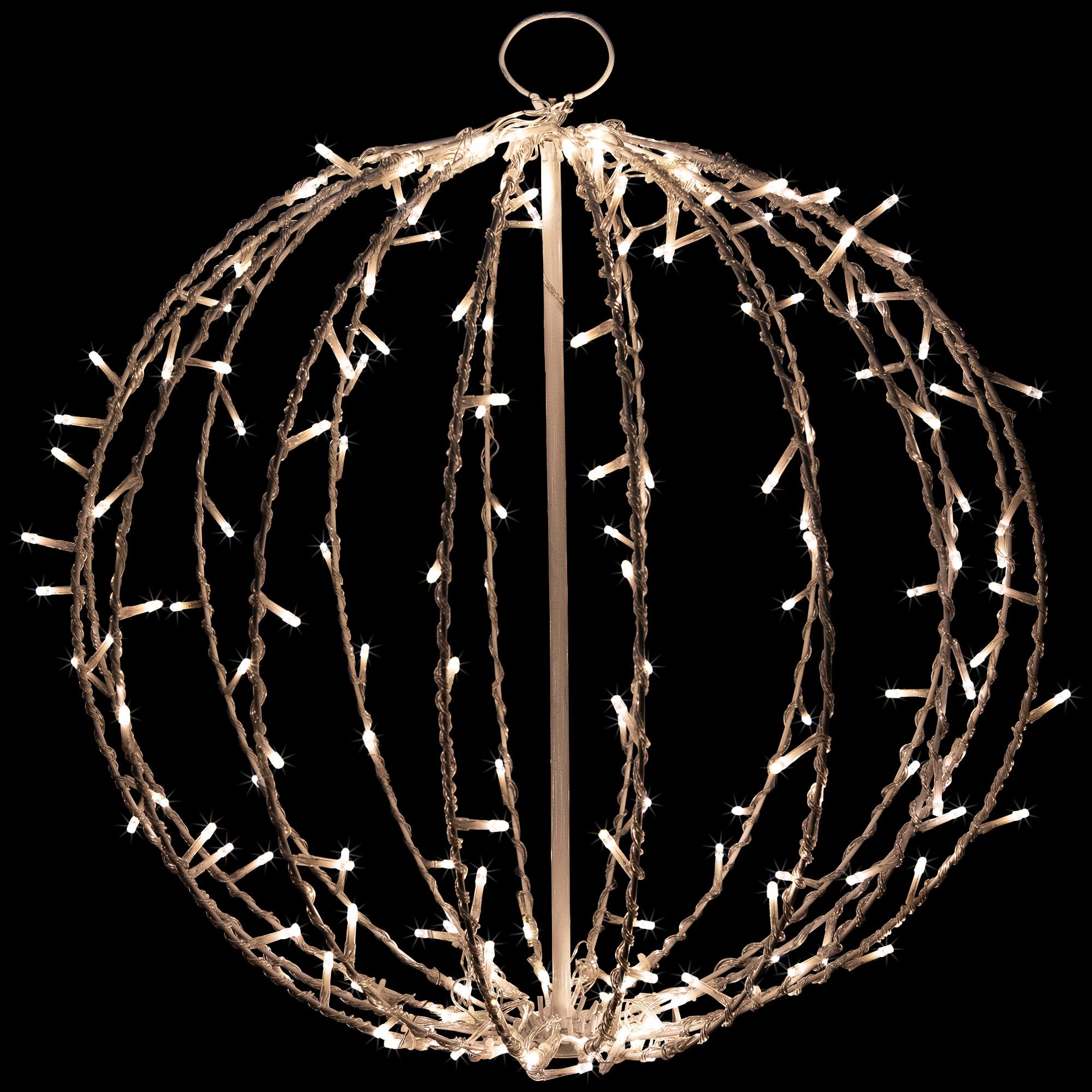Alt View 2. Northlight - LED Lighted 3D Hanging Sphere Christmas Decoration – Warm White - 23" - White.