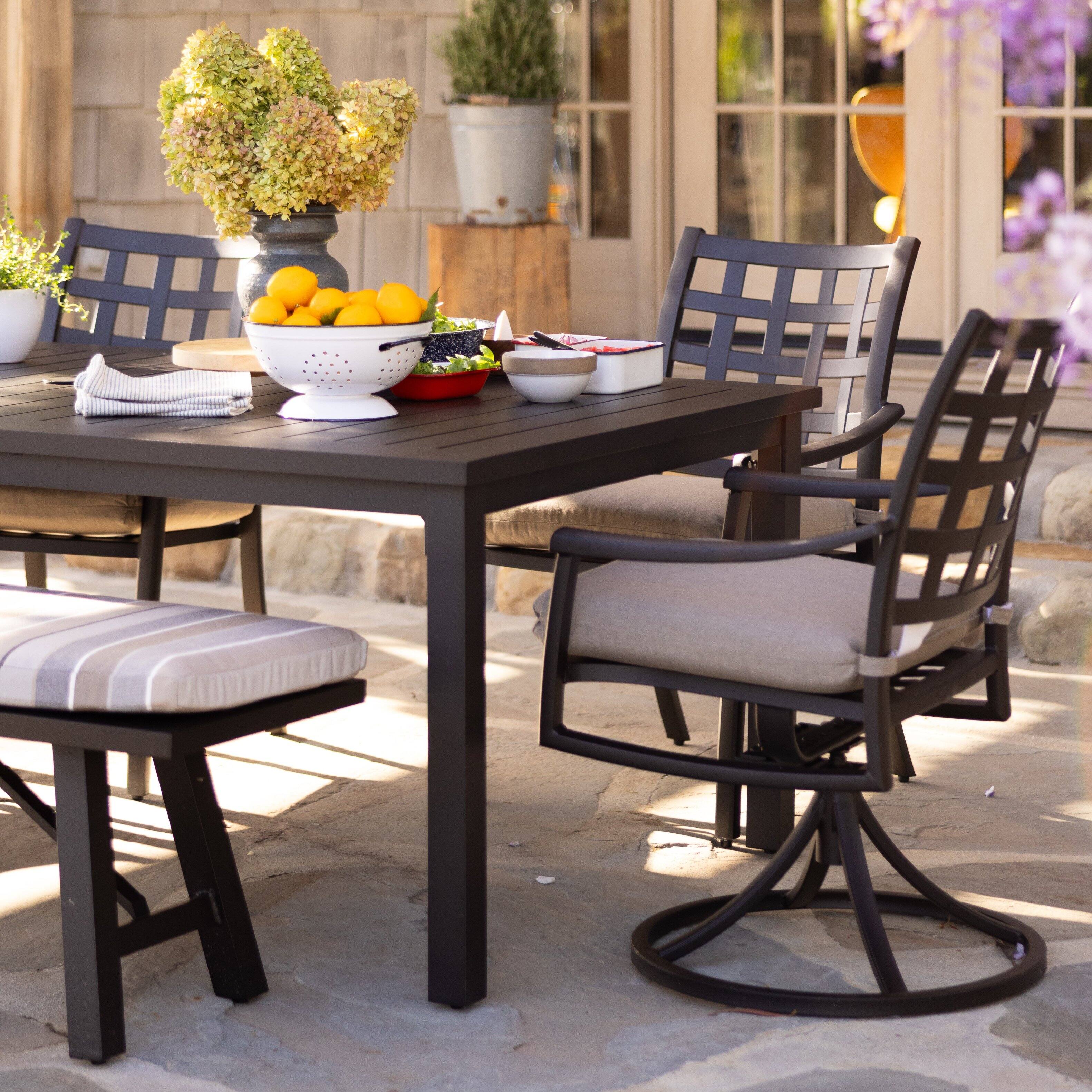 Alt View 4. Yardbird® - Lily 7 Piece Rectangular Outdoor Dining Set - Shale.