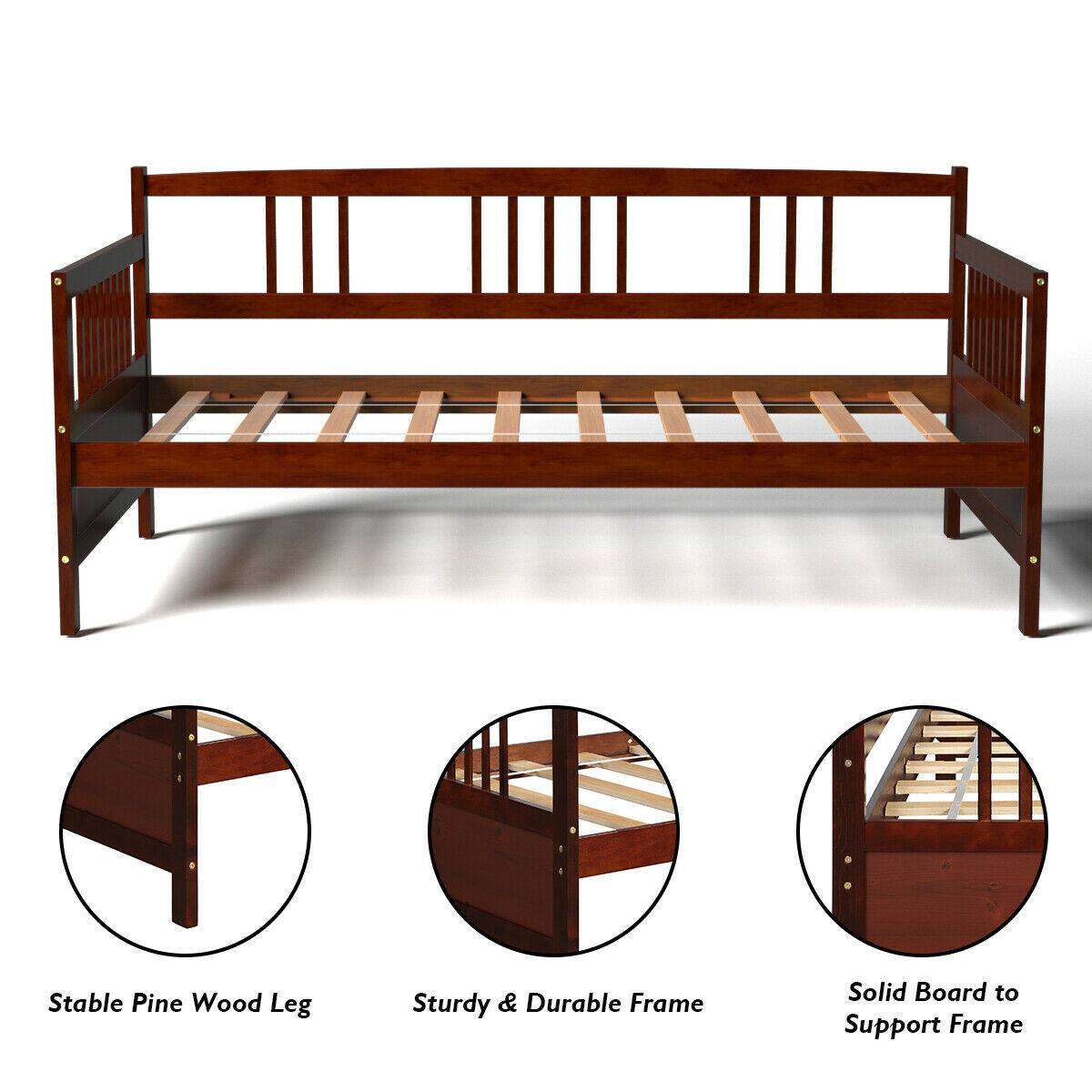 Stable Pine Wood Leg: The wooden legs of the bed frame provide stability and durability.
Sturdy & Durable Frame: The bed frame is made of sturdy and durable materials, ensuring it can withstand the test of time.
Solid Board to Support Frame: The bed frame features a solid board to support the frame and ensure it remains stable and secure.