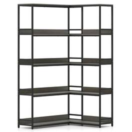 Kadyn - 5-Tier L-Shaped Corner Bookshelf - Etagere with Metal Frame, Oak - Brown