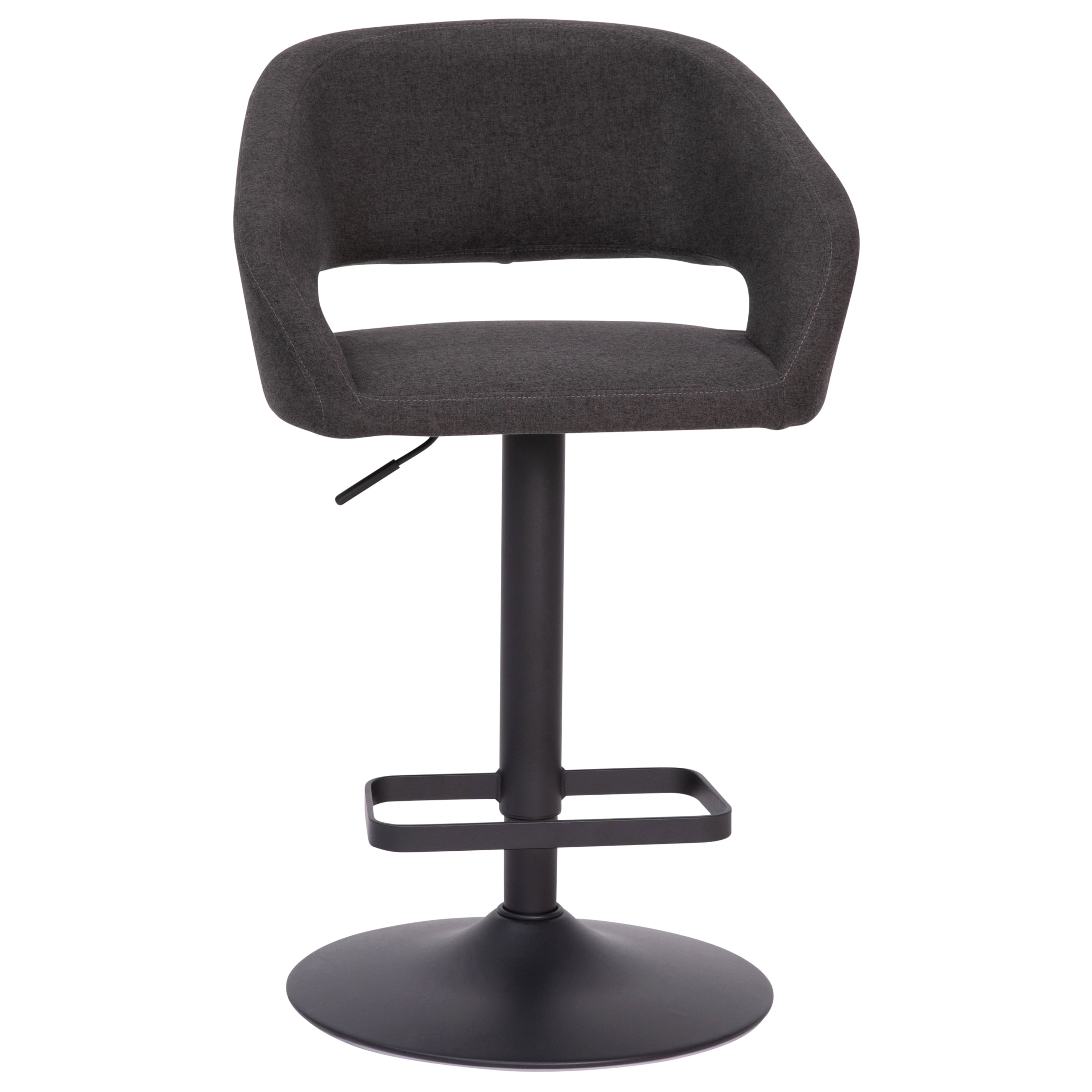 Flash Furniture - Erik Contemporary Charcoal Fabric Adjustable Height Barstool with Rounded Mid-Back and Black Base - Gray