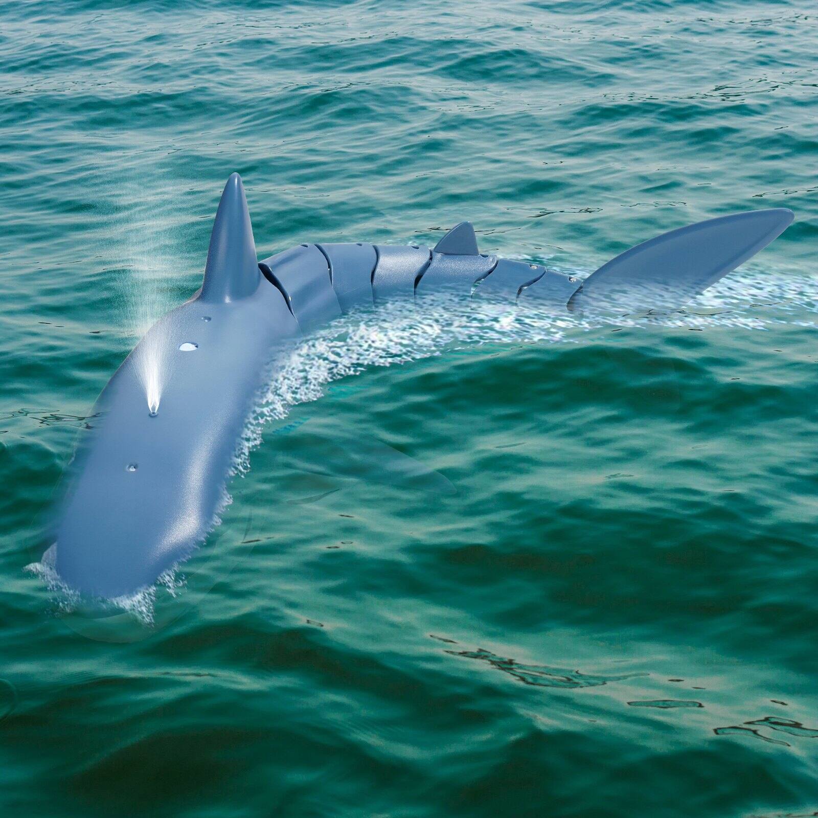 Alt View 1. Glintex - RC Shark Toy 2.4GHz High Simulation Electric Shark with Light & Spray Water, Remote Control Pool Toy for Kids 6+.