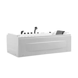 Empava - 71 in. x 29 in. Alcove Whirlpool Air Combination Bathtub Rectangular Bath with Left Drain-Black Tub filler - White