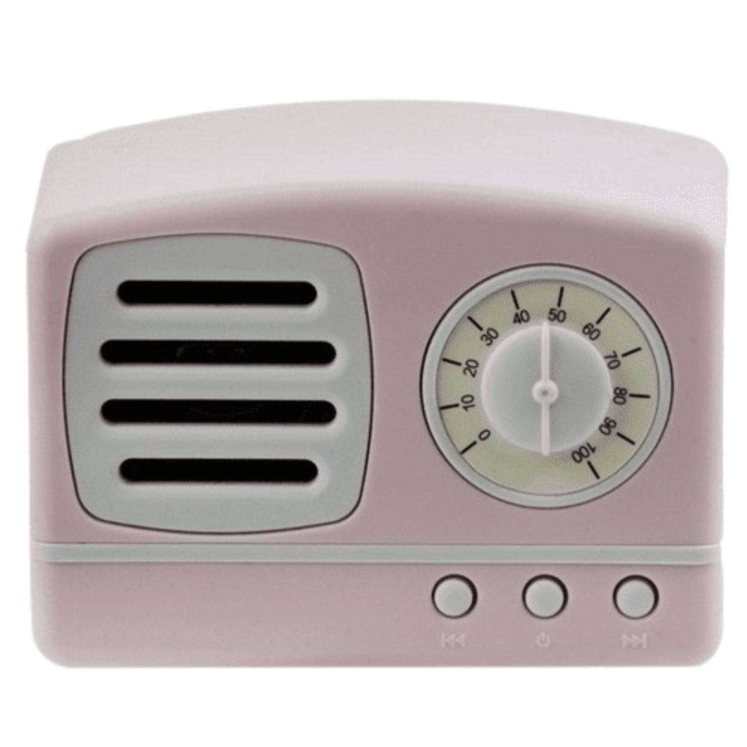 Front. Stock Preferred - Retro Radio Wireless Bluetooth Speaker - Pink.