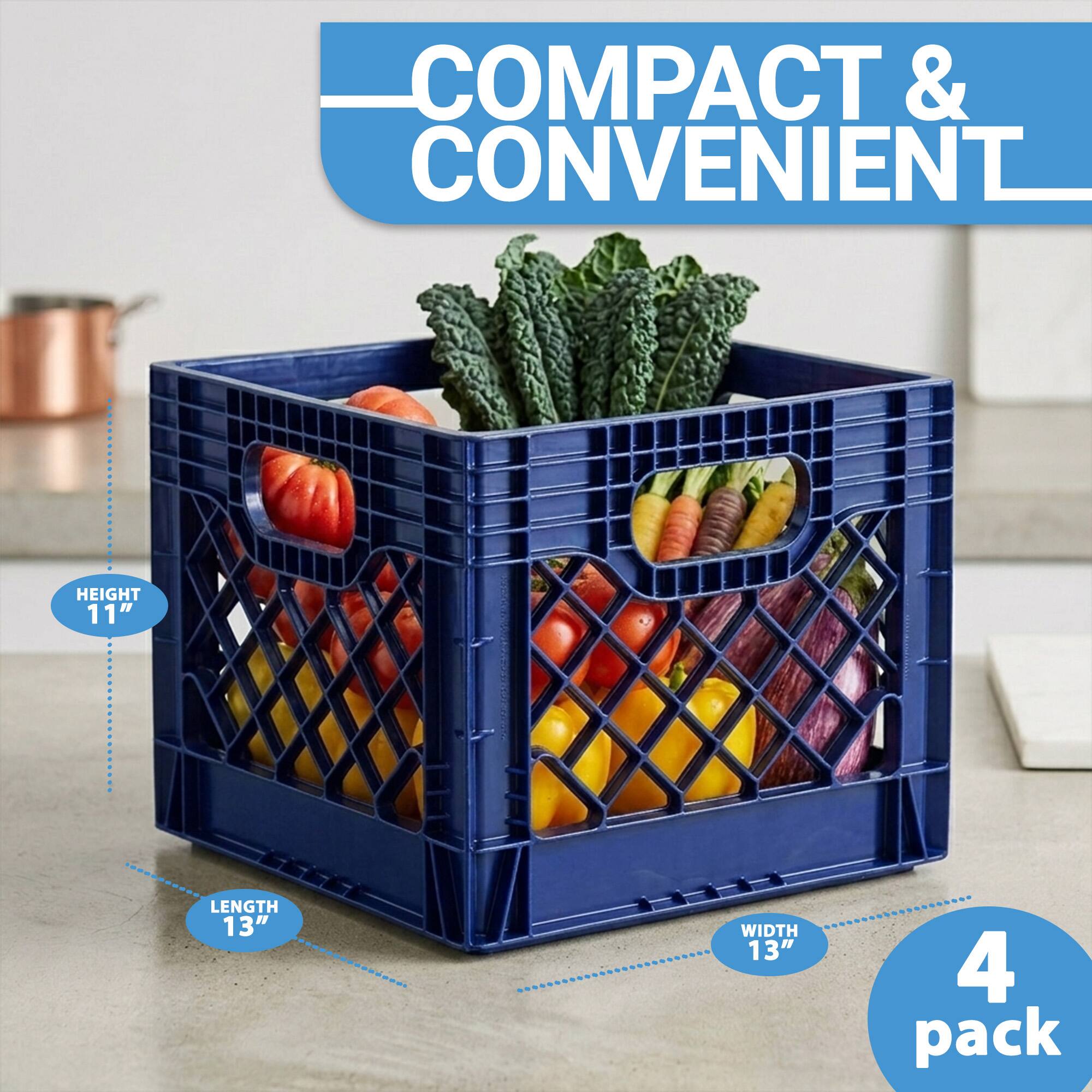 COMPACT & CONVENIENT  
HEIGHT 11"  
LENGTH 13"  
WIDTH 13"  
4 pack