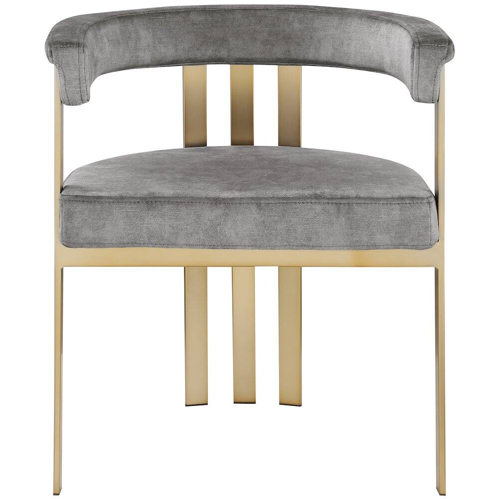 Alt View 2. Meridian Furniture - Marcello Grey Velvet Dining Chair, Set of 2 - Grey.