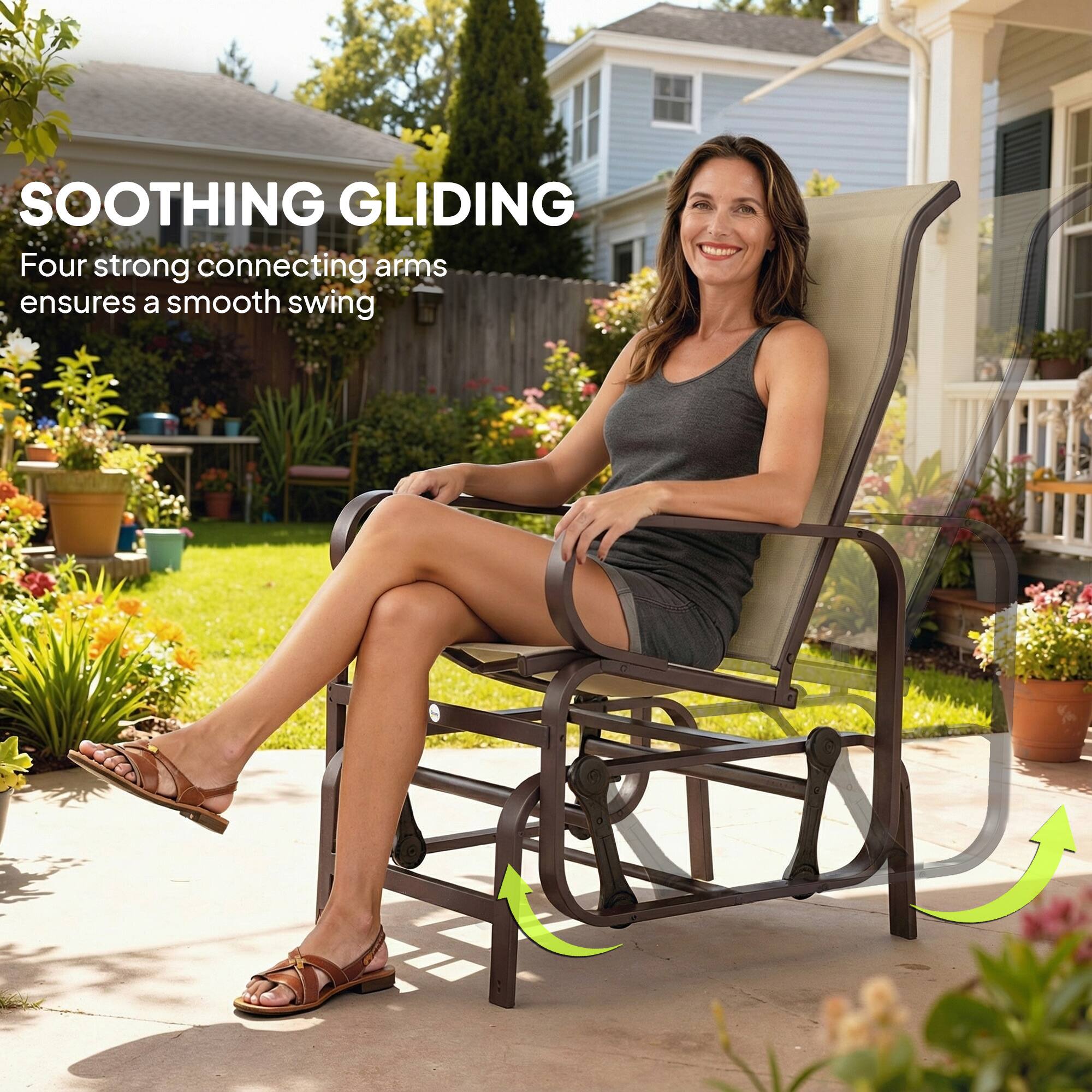 SOOTHING GLIDING  
Four strong connecting arms ensures a smooth swing