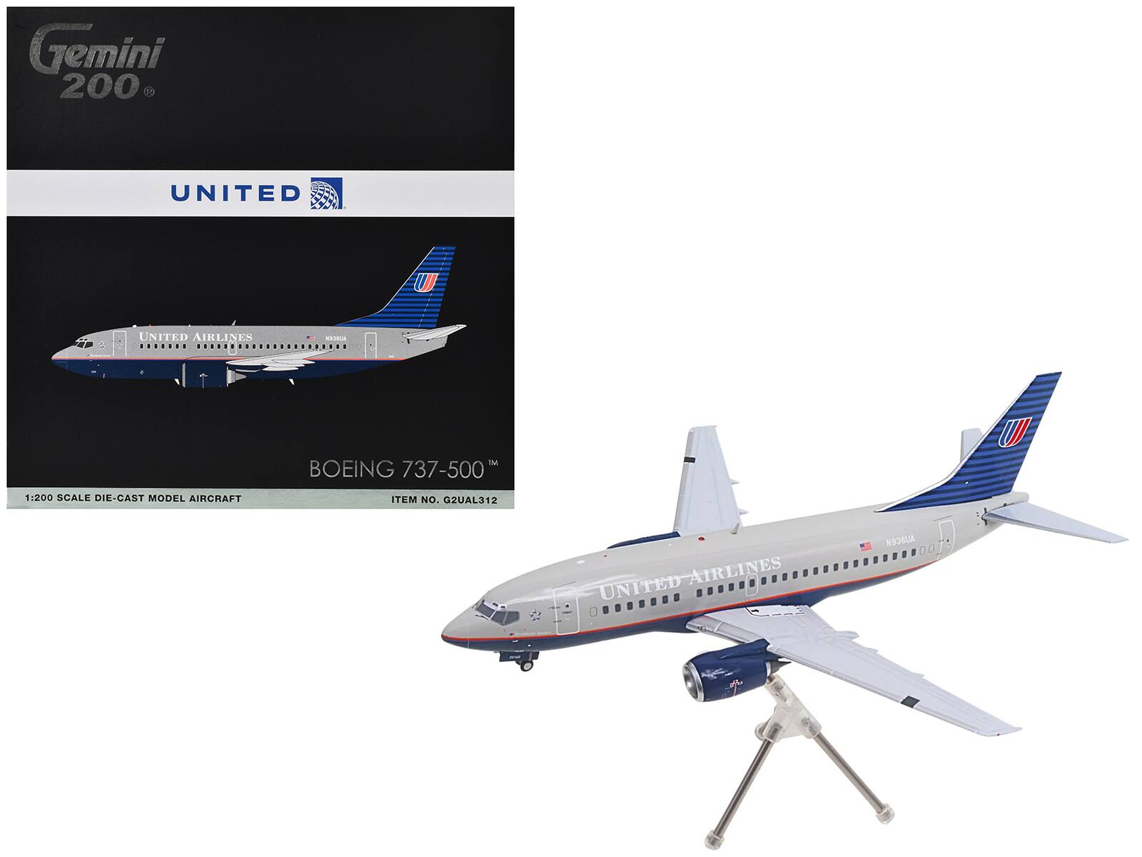 Gemini 200  
UNITED  
UNITED AIRLINES  
BOEING 737-500  
1:200 SCALE DIE-CAST MODEL AIRCRAFT  
ITEM NO. G2UAL312  
UNITED AIRLINES