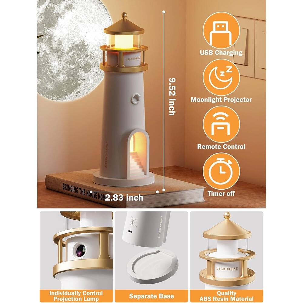 - USB Charging
- Moonlight Projector
- Remote Control
- Timer off
- 9.52 inch
- 2.83 inch
- Individually Control Projection Lamp
- Separate Base
- Quality ABS Resin Material
- BRINGING THE HOUSE HOK
