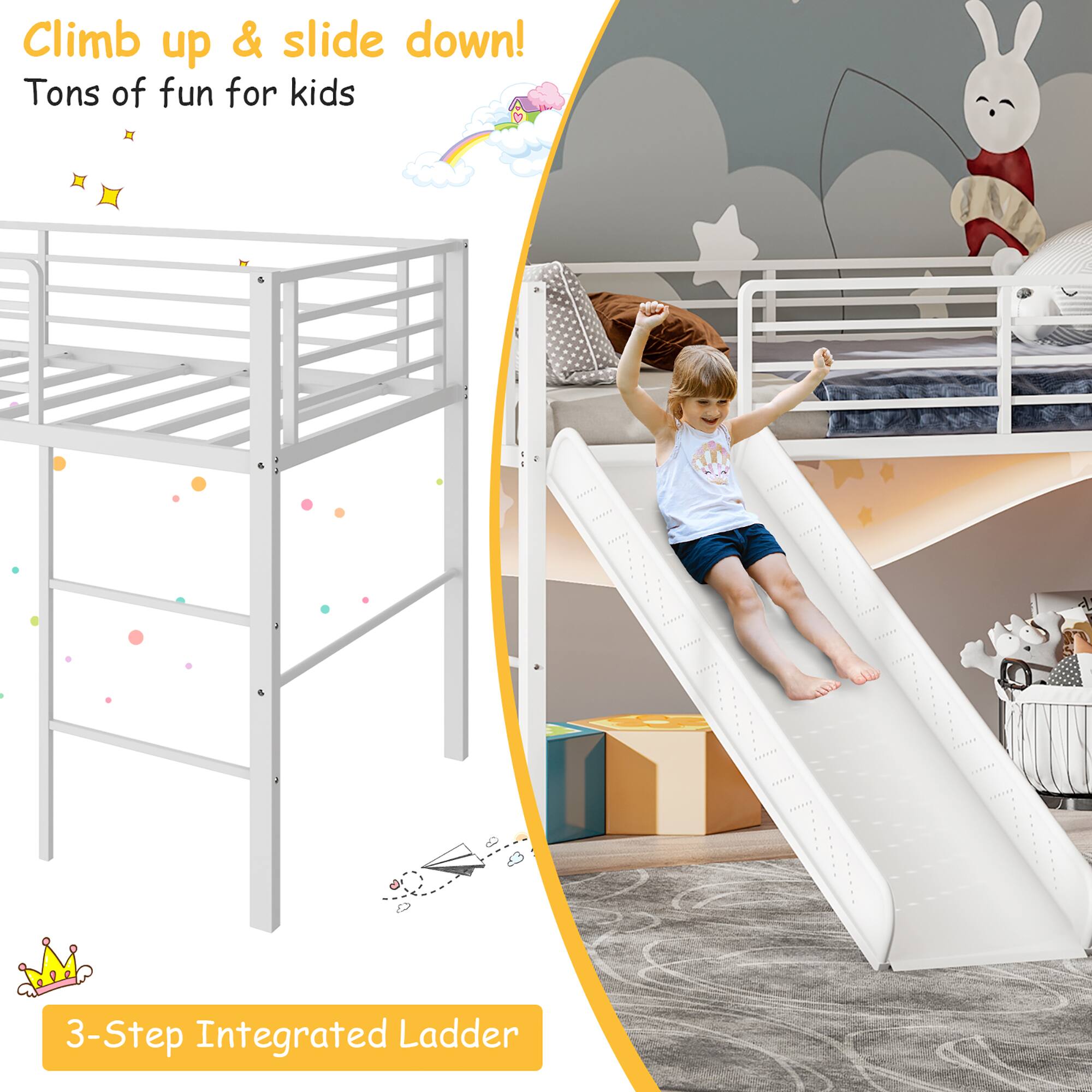 Climb up & slide down!  
Tons of fun for kids  

3-Step Integrated Ladder
