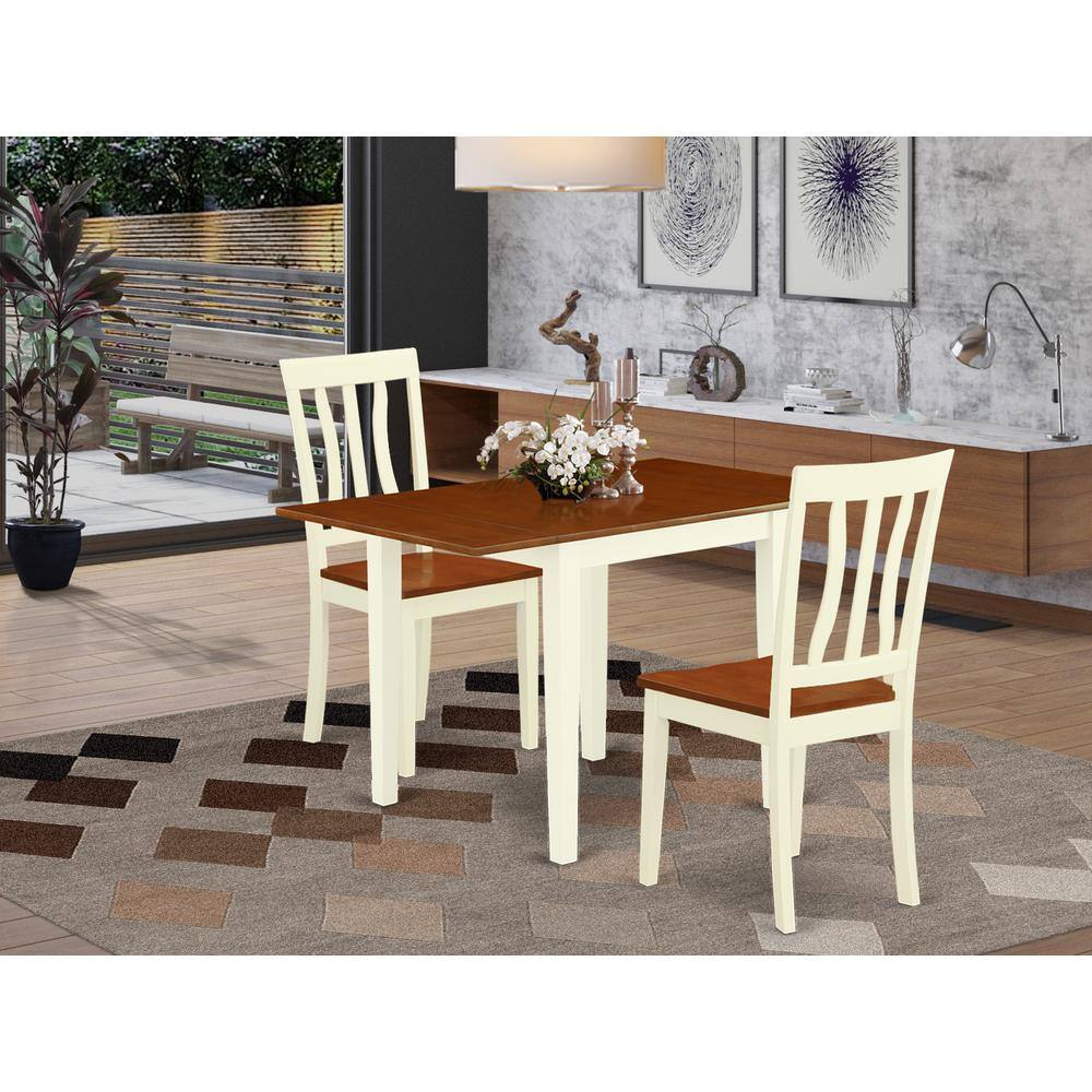 Left. East West Furniture - Dining Room Set Buttermilk & Cherry - Brown.