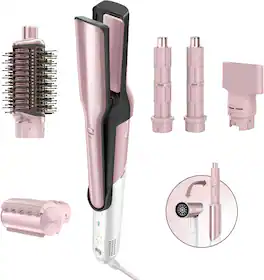 Shark - Glam Ceramic & Powerful Air Styling & Hair Dryer System, For Curling, Air Straightening & Glossing + FrizzFighter - Pink
