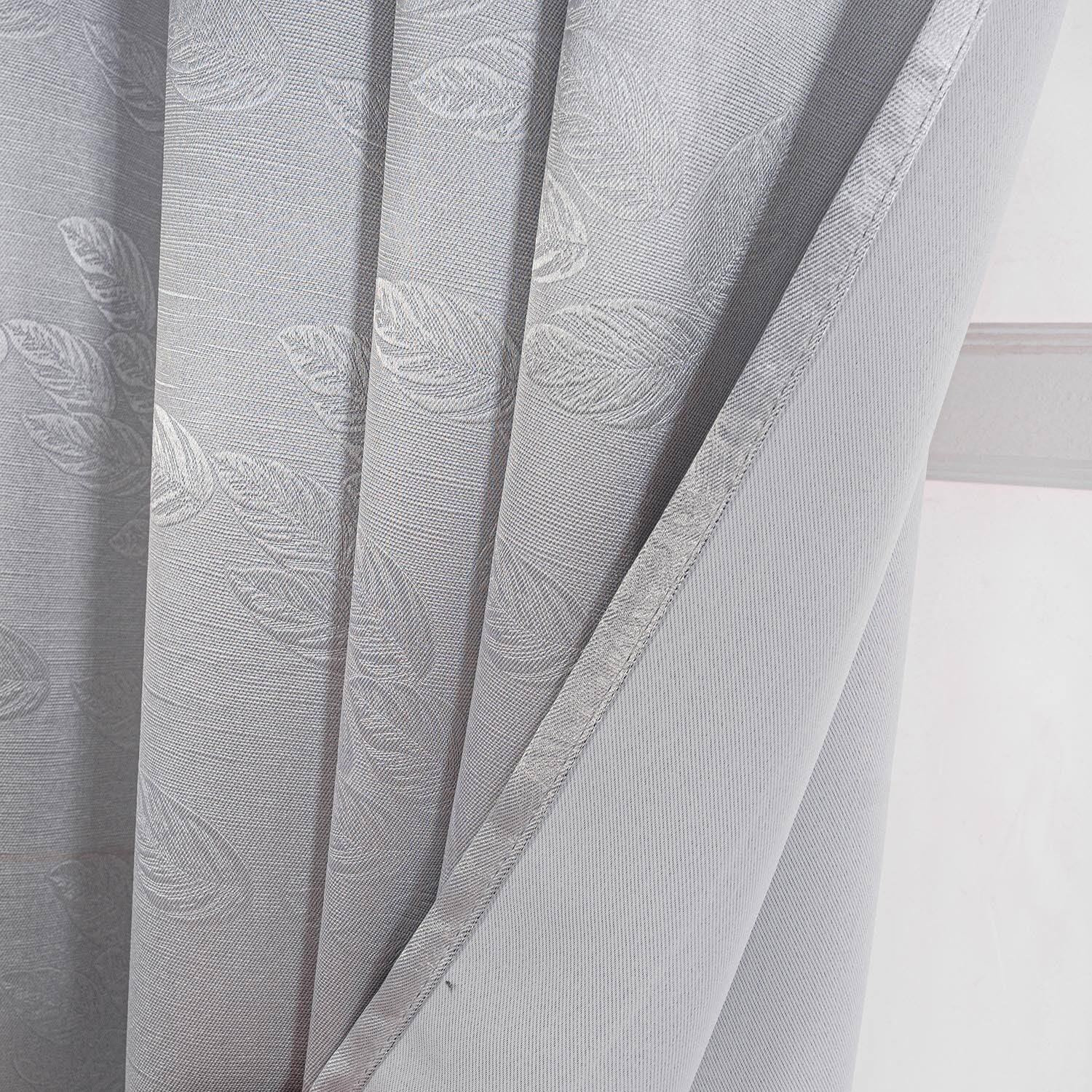 Back. Olivia Gray - Olivia Gray 100% Polyester 200 GSM Arlo Embossed Blackout Grommet Curtain Panel 54" x 90" Silver - Silver.