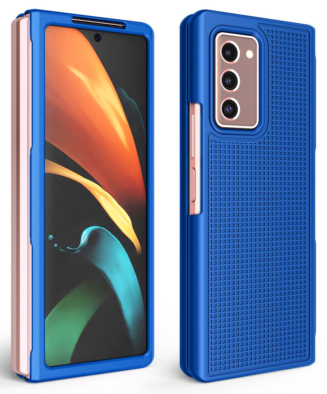 Alt View 8. Nakedcellphone - Slim Case and Belt Clip Holster Combo for Samsung Galaxy Z Fold 2 (SM-F916) - Blue.