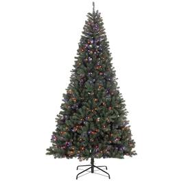 Homcom - Prelit Christmas Tree with RGB Dynamic LEDs, Remote Control, Daily Timer, Hinged Xmas Tree - Green