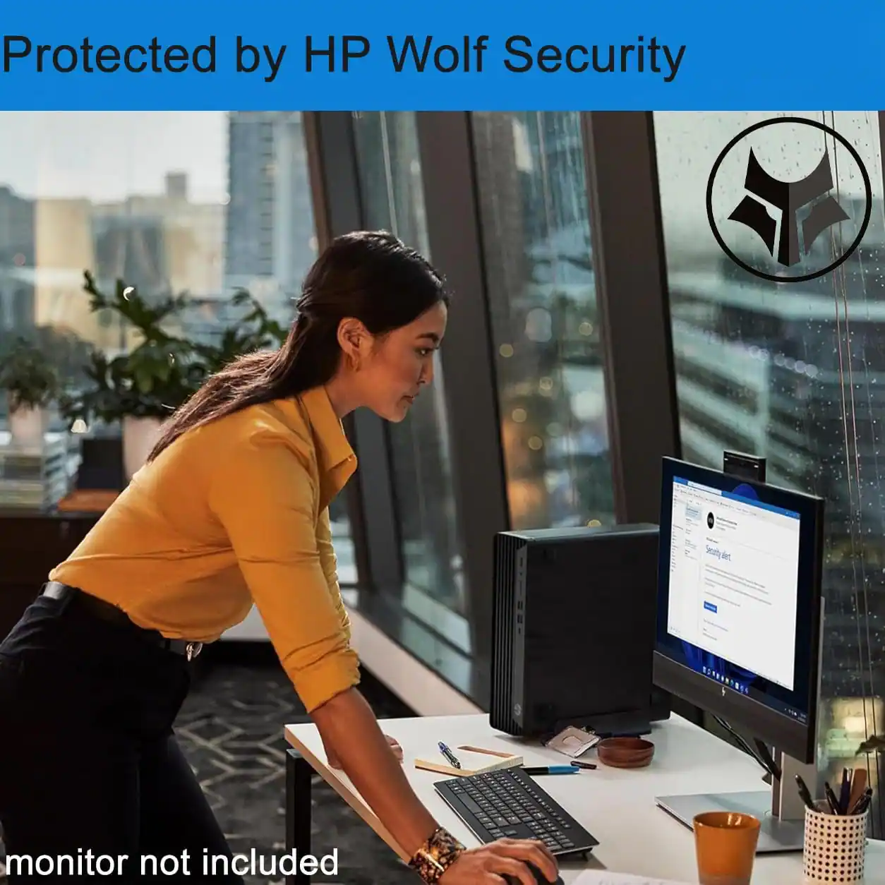 Protected by HP Wolf Security  
monitor not included