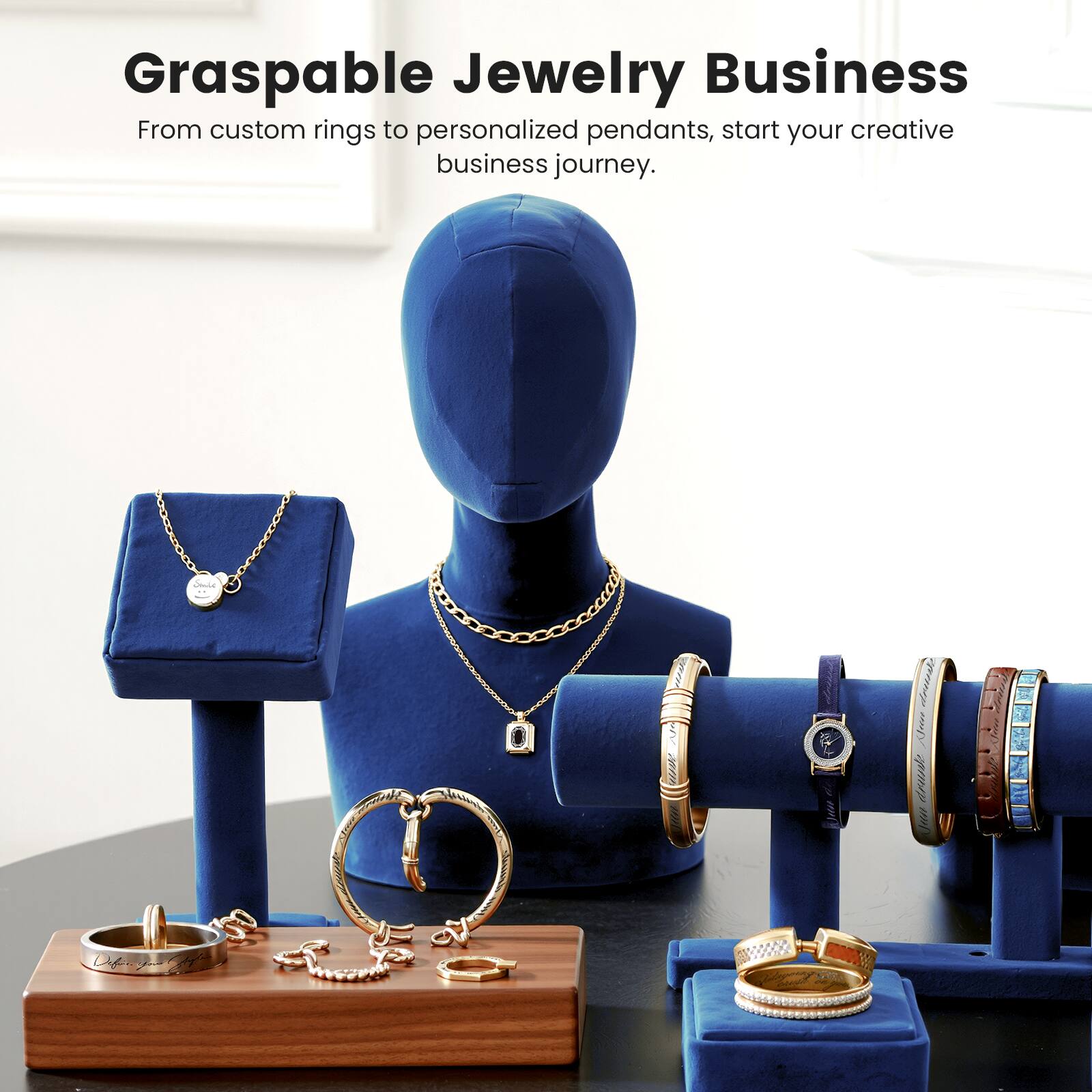 Graspable Jewelry Business  
From custom rings to personalized pendants, start your creative business journey.