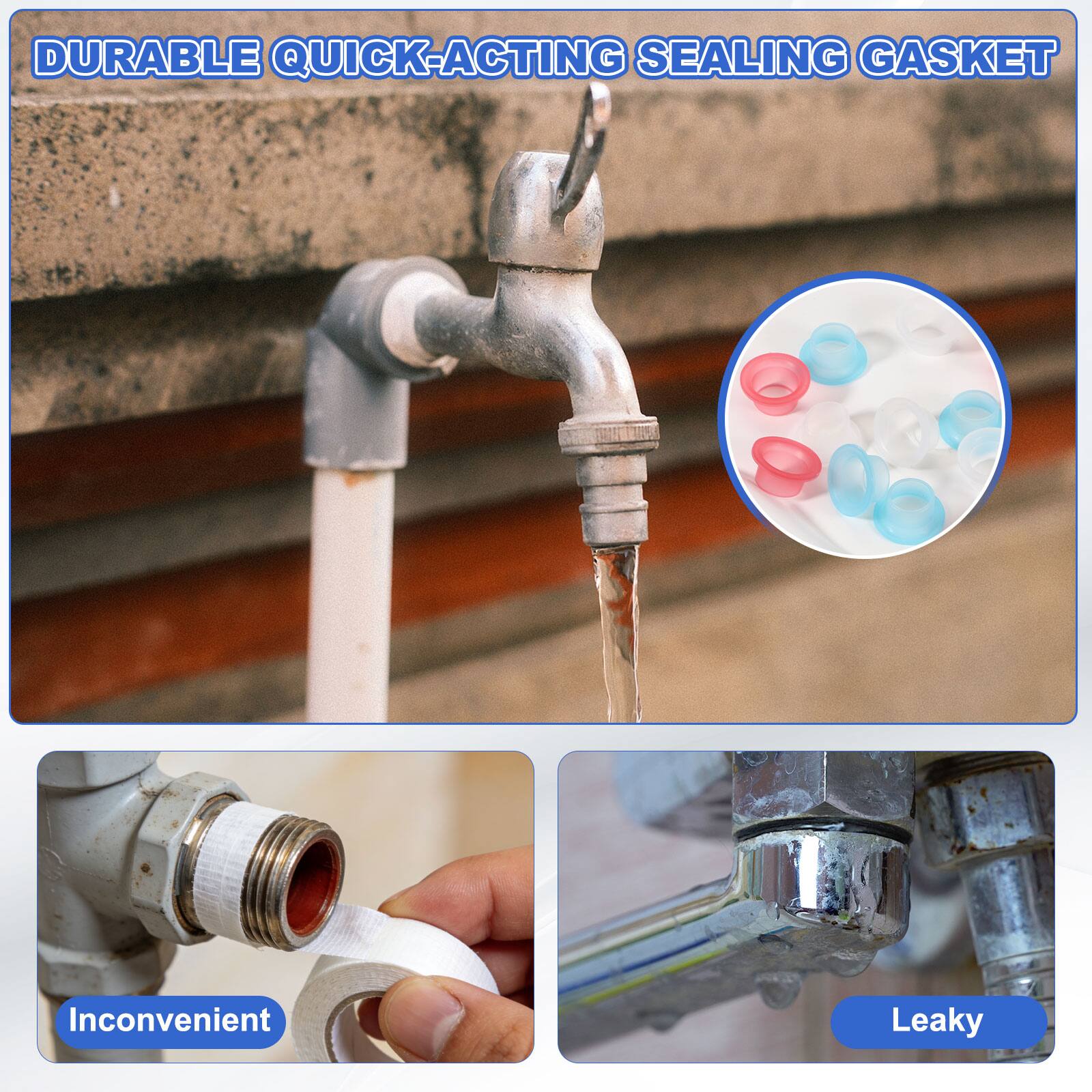 DURABLE QUICK-ACTING SEALING GASKET

Inconvenient
Leaky
