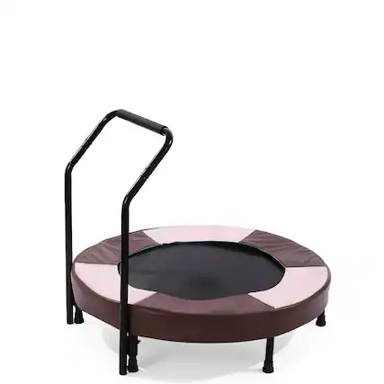 Front. Ecooso - 36" Foldable Kids Trampoline w/ Handlebar, Quiet Bungee Rebounder, Indoor Use, Ages 1+ - Pink.