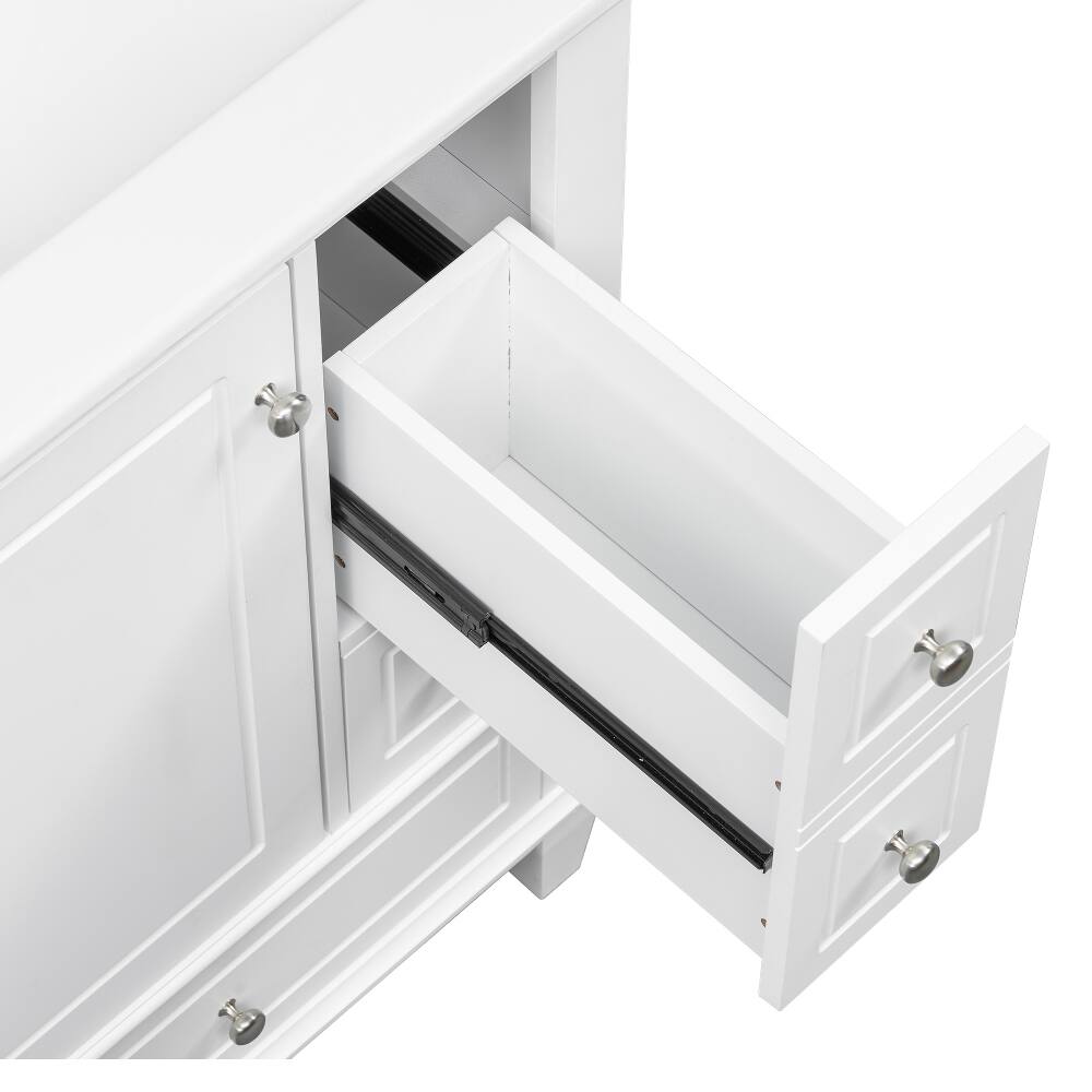 Alt View 7. Loheer - Loheer 24 inch bathroom vanity with sink White Freestanding Vanity Cabinet Ceramic Top - White.
