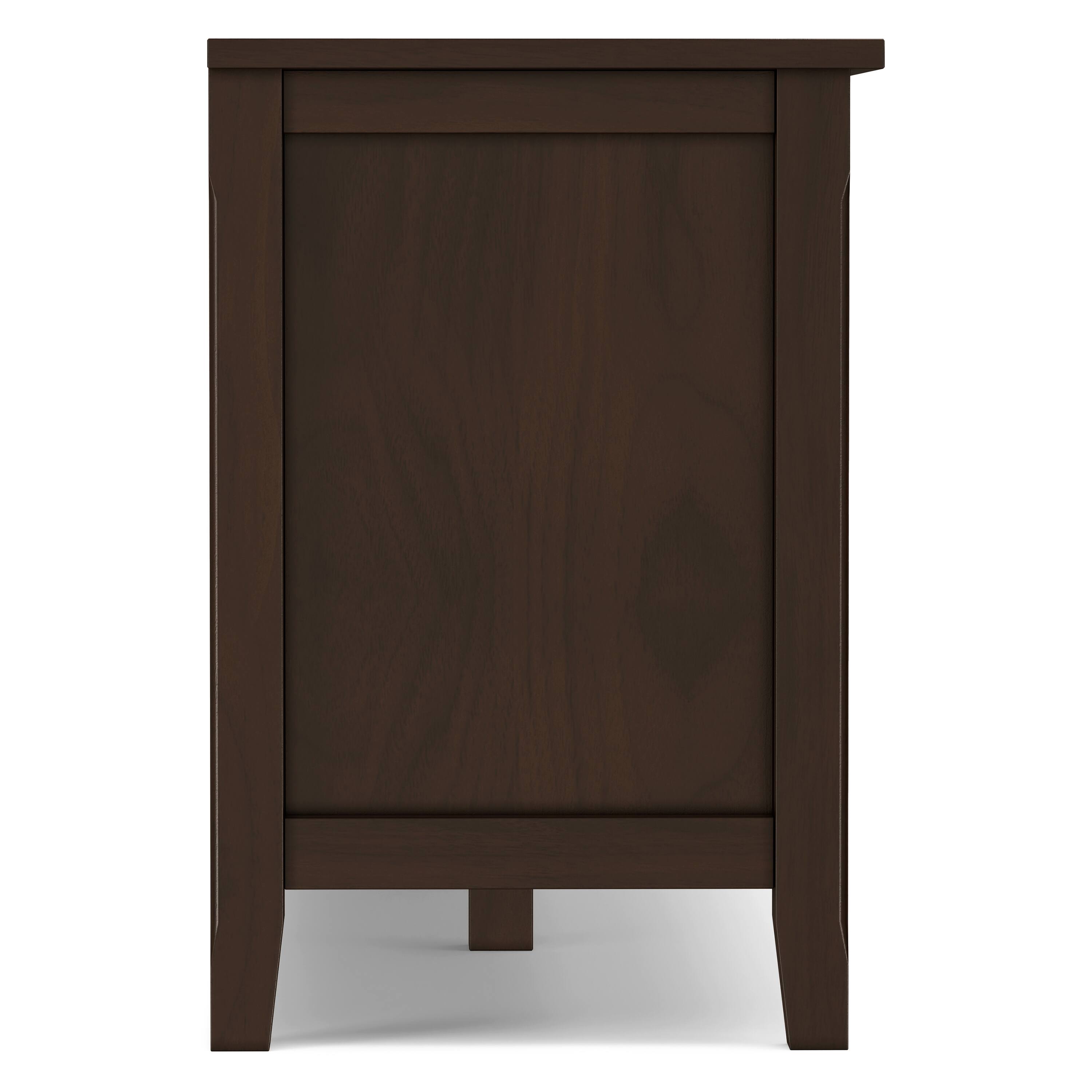 Alt View 2. Simpli Home - Warm Shaker 72W Low TV Stand with Drawers, Doors and Cubbies - Tobacco Brown.