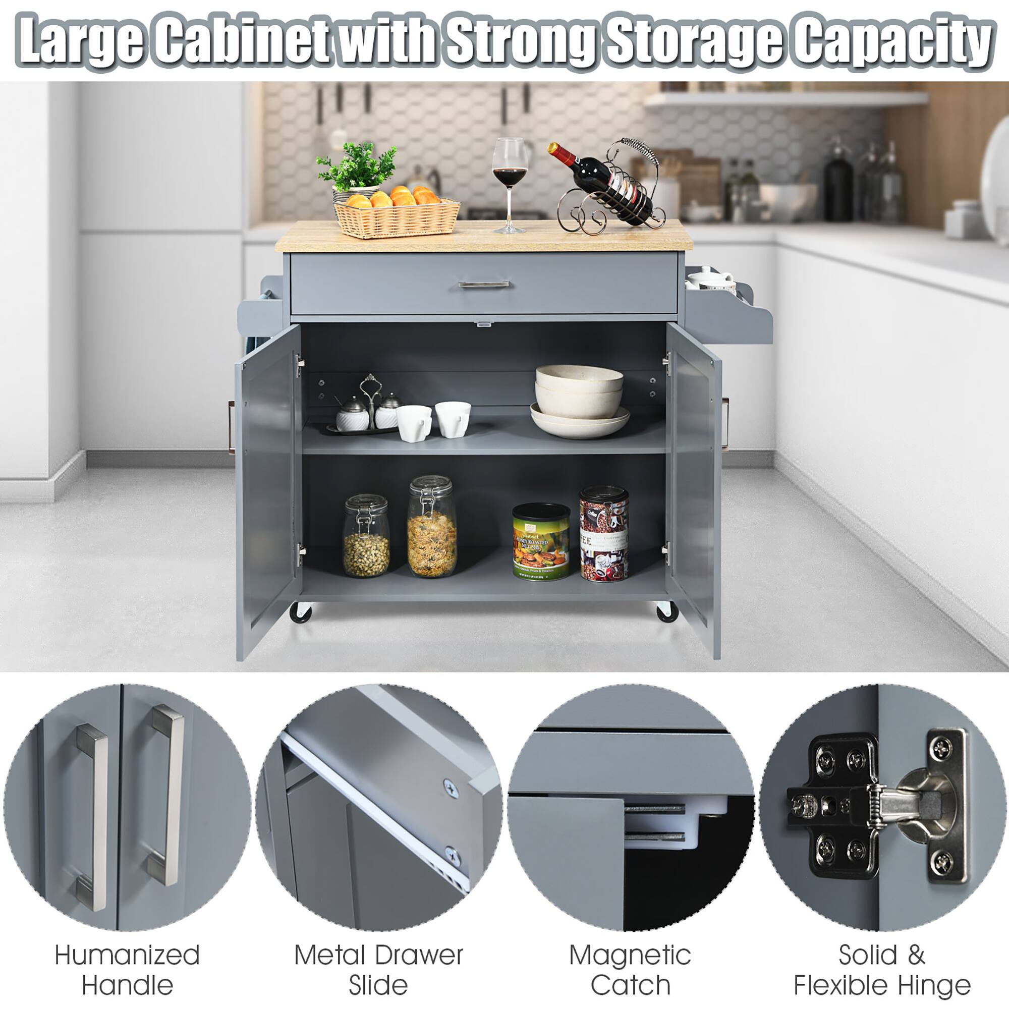 Large Cabinet with Strong Storage Capacity

- Humanized Handle
- Metal Drawer Slide
- Magnetic Catch
- Solid & Flexible Hinge