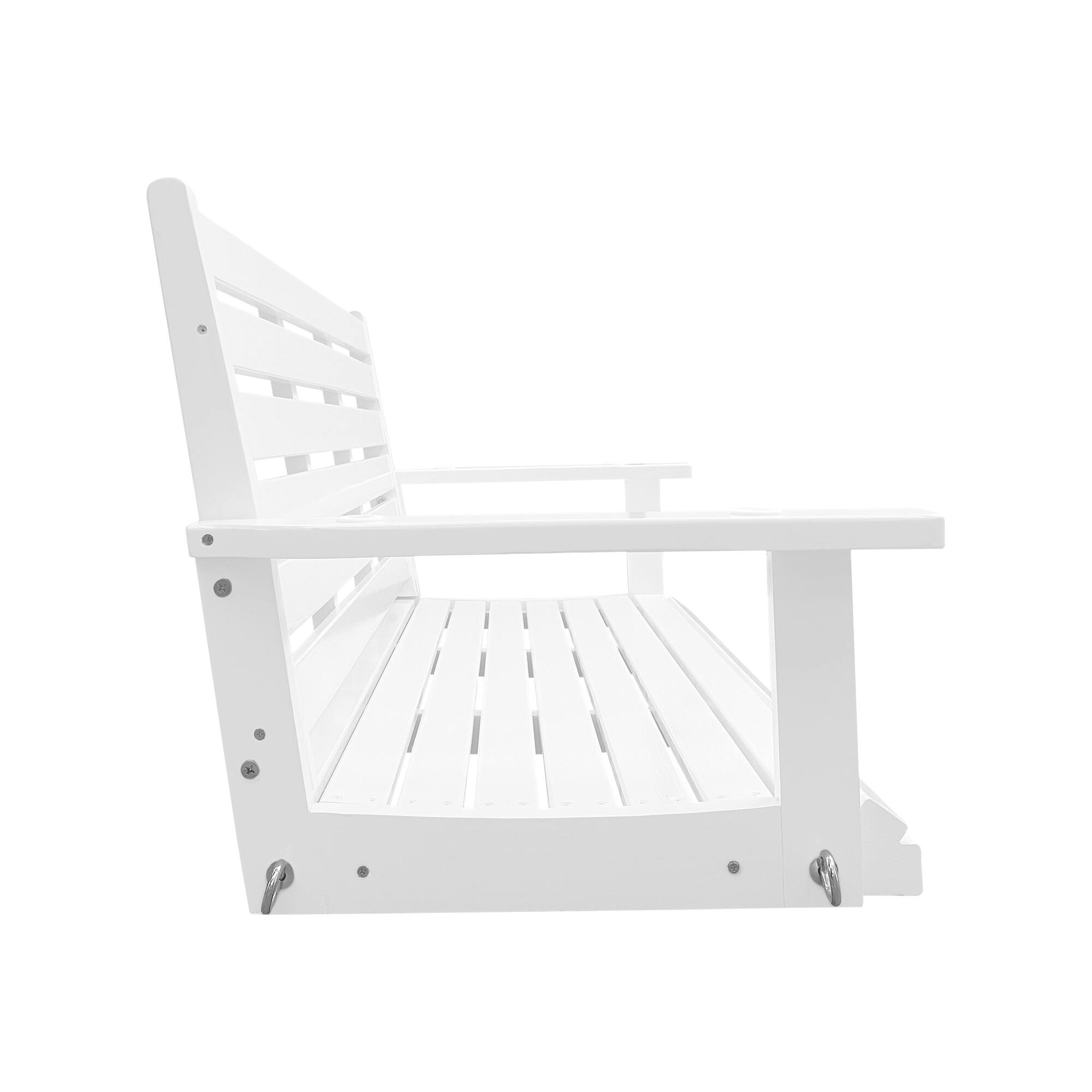 Left. Fortune Candy - Wooden Porch Swing Bench with Hanging Chains & Springs for Outdoor Patio Garden Yard ( 2-Seater Extra Large) - White.